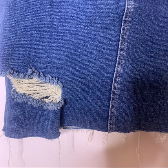 FREE PEOPLE Corsette Denim Distressed Mini Skirt - Picture 7 of 16